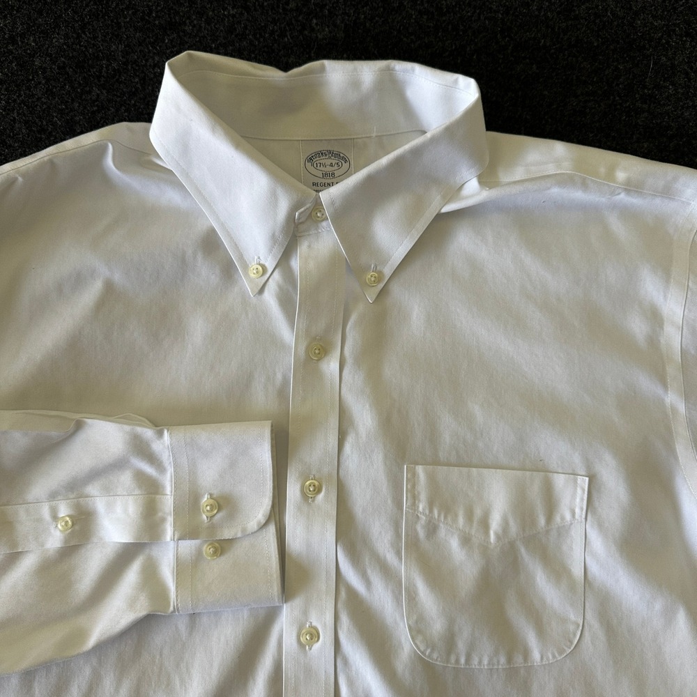 Brooks Brothers 1818 Regent Fit White Non-Iron Dress Shirt 17.5 34/35 Mens
